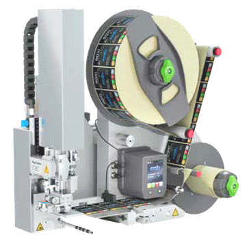 Aplik�tor Hermes HQ 4414L  pro ozna�ov�n� p�edm�t� v klidu ve spojen� s etiketovac� hlavou ROXI 120L