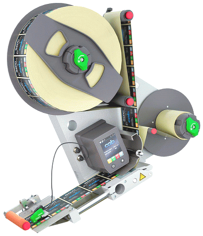 Automatická etiketovací hlava ROXI 120L pro rychlost pásu etiket až 30m /min. s mechnaickým odvíječem etiket o průměru 310 mm, mechanickým navíječem a indukčním senzorem CEON ve vertikální montáži. Automatická etiketovací hlava ROXI 120L pro rychlost pásu etiket až 30m /min. s mechnaickým odvíječem etiket o průměru 310 mm, mechanickým navíječem a indukčním senzorem CEON ve vertikální montáži.